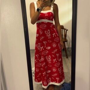 Red Patterned Sleeveless Dress